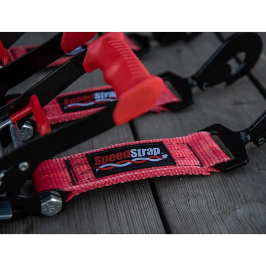 AFX Motorsports | 2In x 8Ft Ratchet Tie Down w/ Twisted Snap Hooks & Axle Strap Combo -BLACK