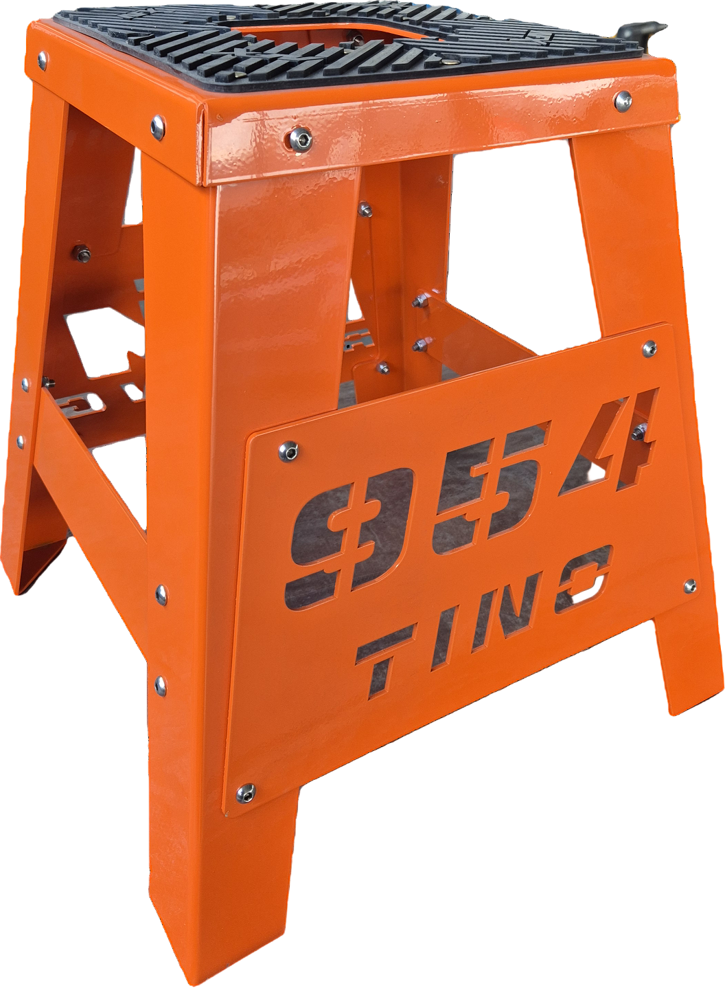 Orange step stool with '354 Tino' branding on a white background