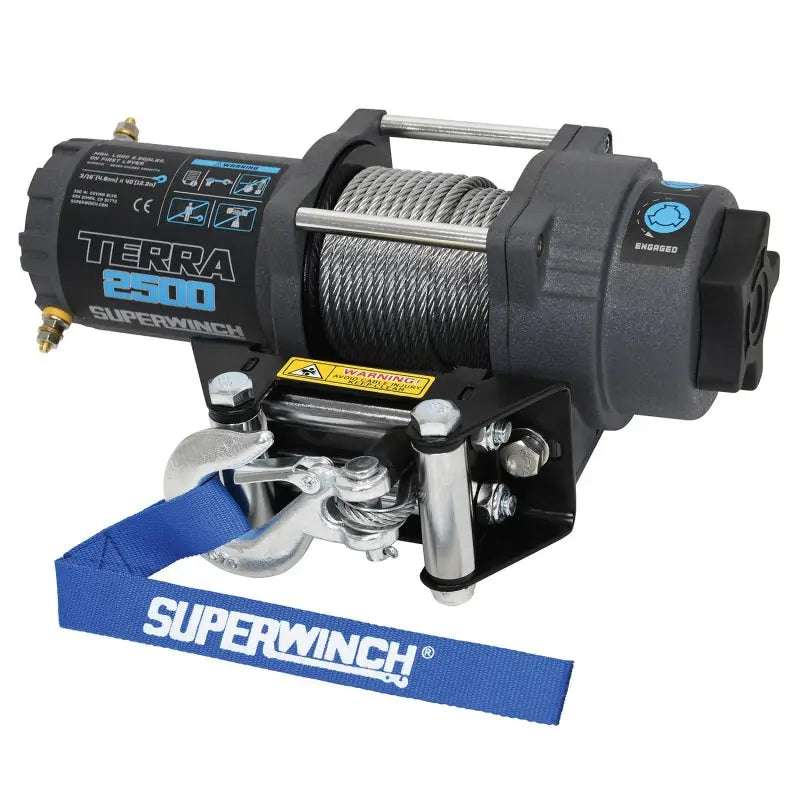 AFX Motorsports | Superwinch 2500 LBS 12V DC 3/16in x 40ft Steel Rope Terra 2500 Winch - Gray Wrinkle